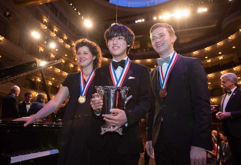 From left, silver medal winner Anna Geniushene, 31, of Russia, gold medal winner with the...