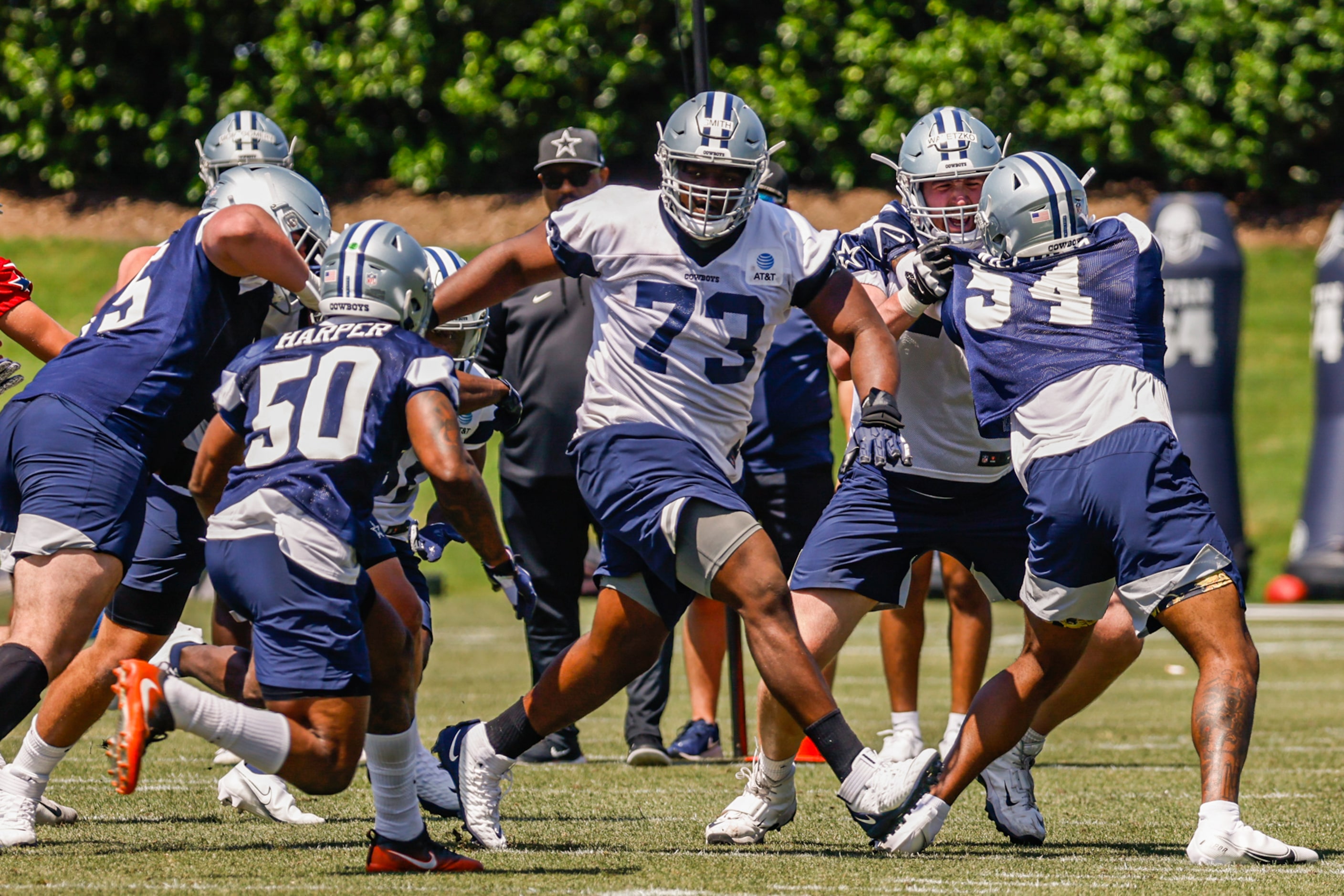 Dallas Cowboys offensive tackle (73) Tyler Smith during a Cowboys rookie minicamp at The...