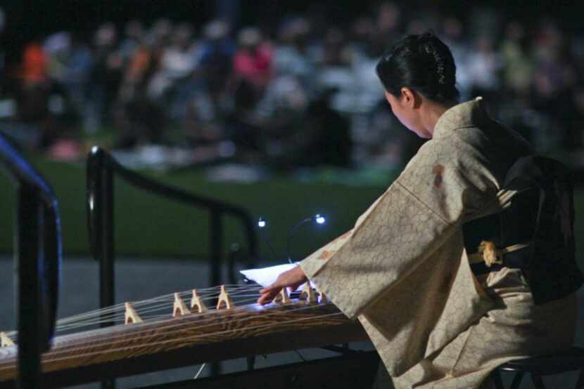 Fumiko Coburn played the koto at the 2011 Otsukimi celebration.