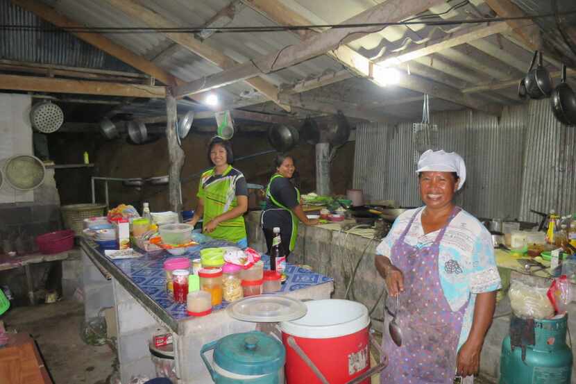 Chef Nong (front) in her kitchen at Ko Yao Restaurant on Koh Muk.