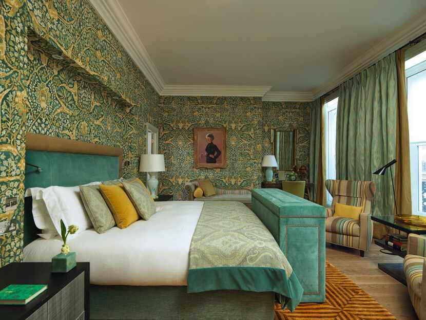 Brown's Hotel debuted The Kipling Suite in April. Botanical print wallpaper adorns the...