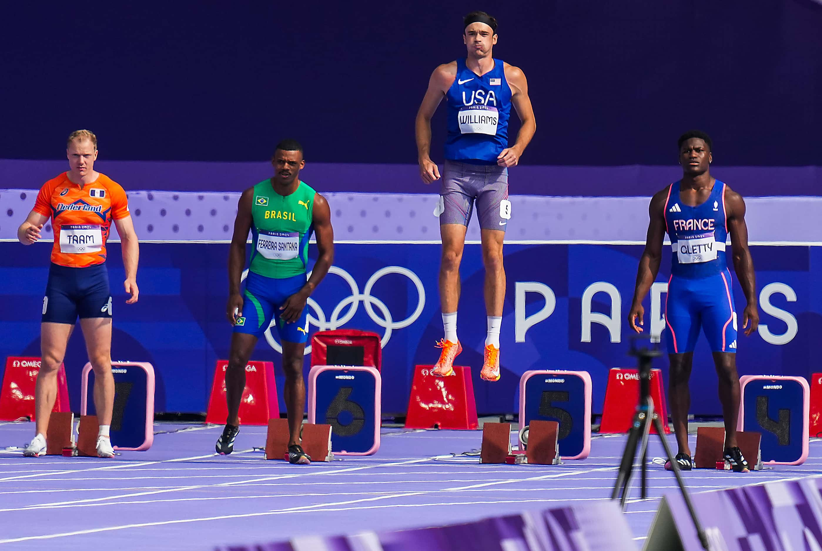 Harrison Williams of the United States prepares for the start of a men’s decathalon...