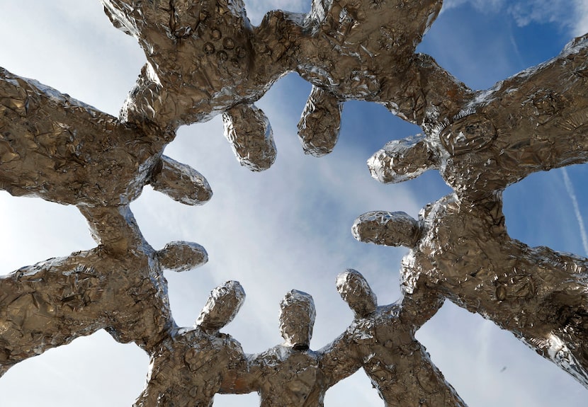 View looking up of artwork created by artist Tom Friedman called "Huddle," at The Star in...