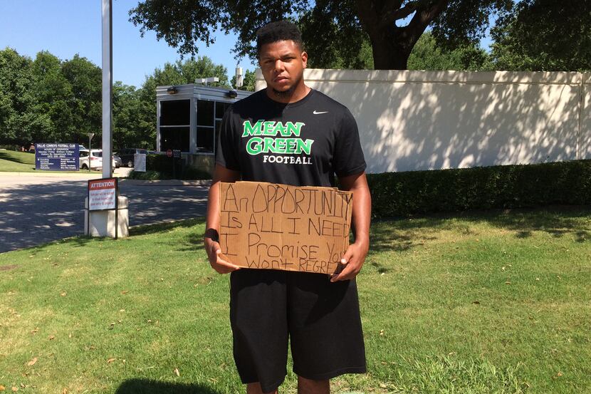 Former North Texas linebacker Anthony Wallace outside of Valley Ranch.