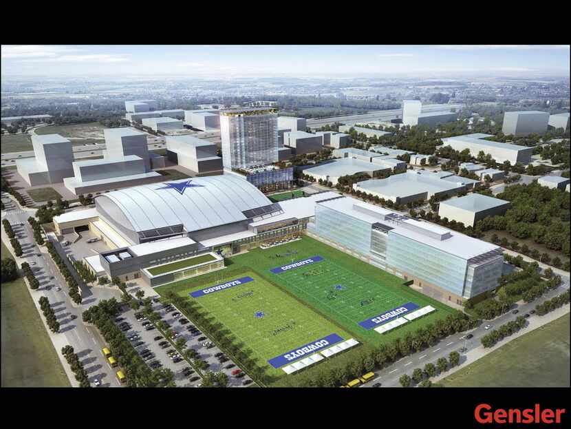 A rendering of the Dallas Cowboys headquarters and The Ford Center at The Star in Frisco.