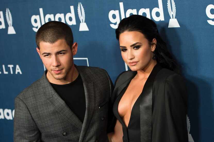 Recording artists Nick Jonas  and Demi Lovato attended the 27th annual GLAAD Media Awards in...