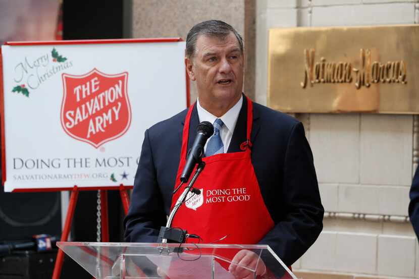 Mayor Mike Rawlings kicked off the Salvation Army's 2016 Red Kettle campaign at Neiman...
