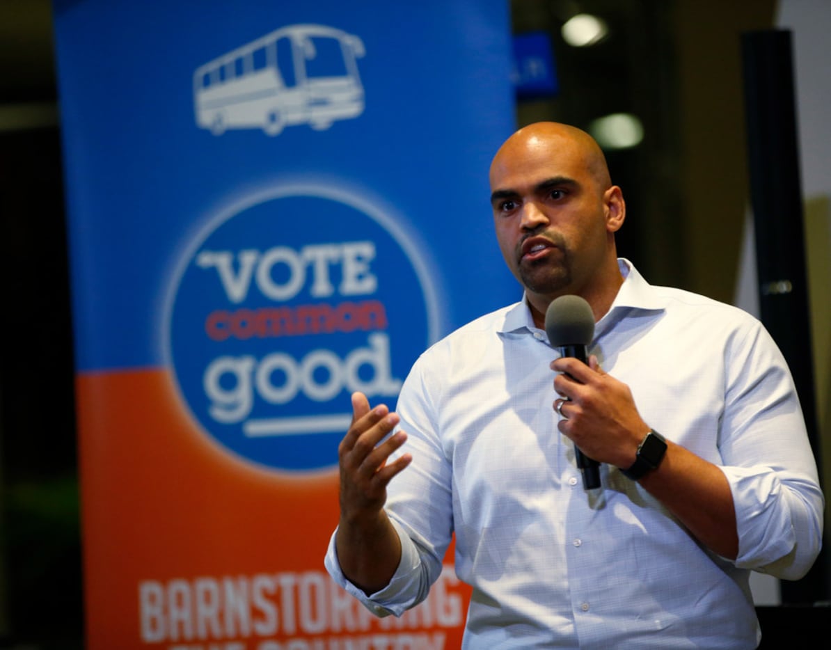 Colin Allred, Democratic nominee for the U.S. House, spoke at a Vote Common Good event at...