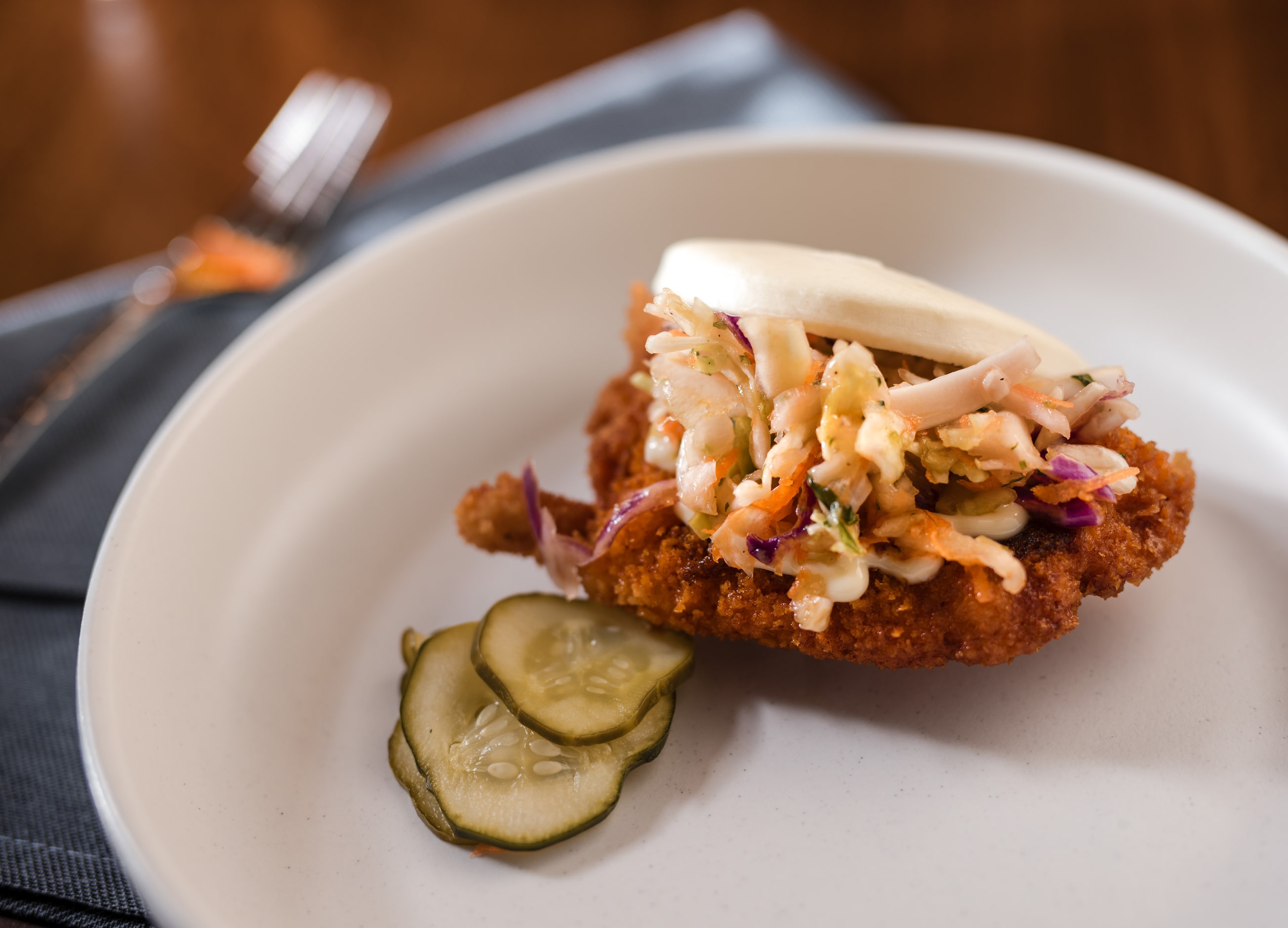 Birdie's bao bun comes with fried chicken at Victory Social in Dallas.