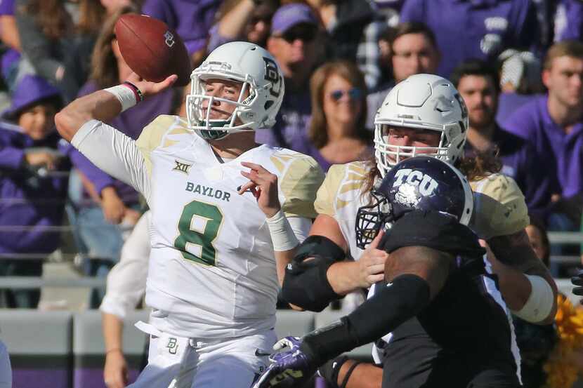 Baylor quarterback Zach Smith (8) is pictured during the Baylor University Bears vs. the TCU...