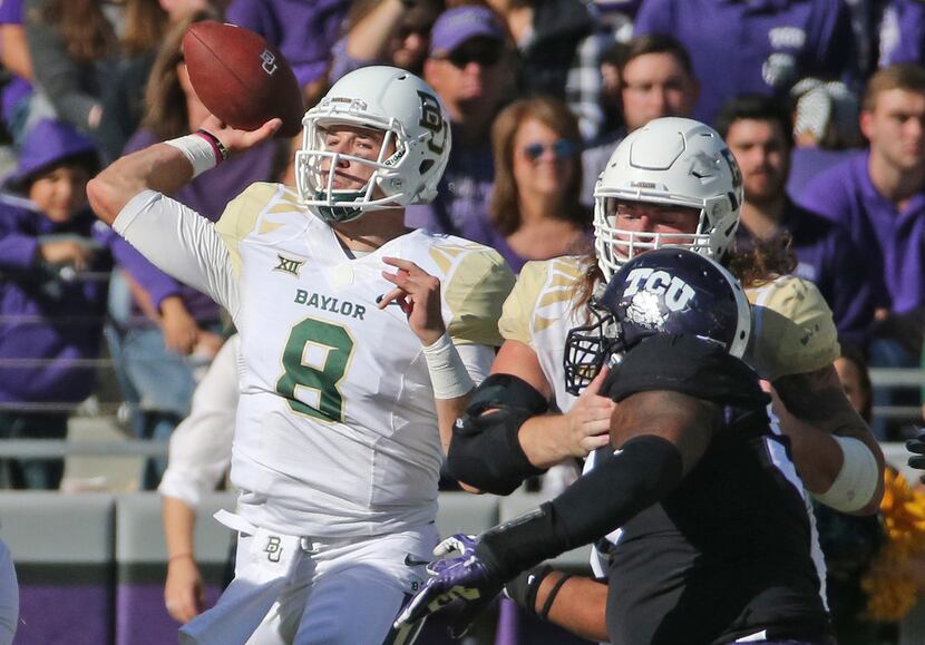 Baylor quarterback Zach Smith (8) is pictured during the Baylor University Bears vs. the TCU...