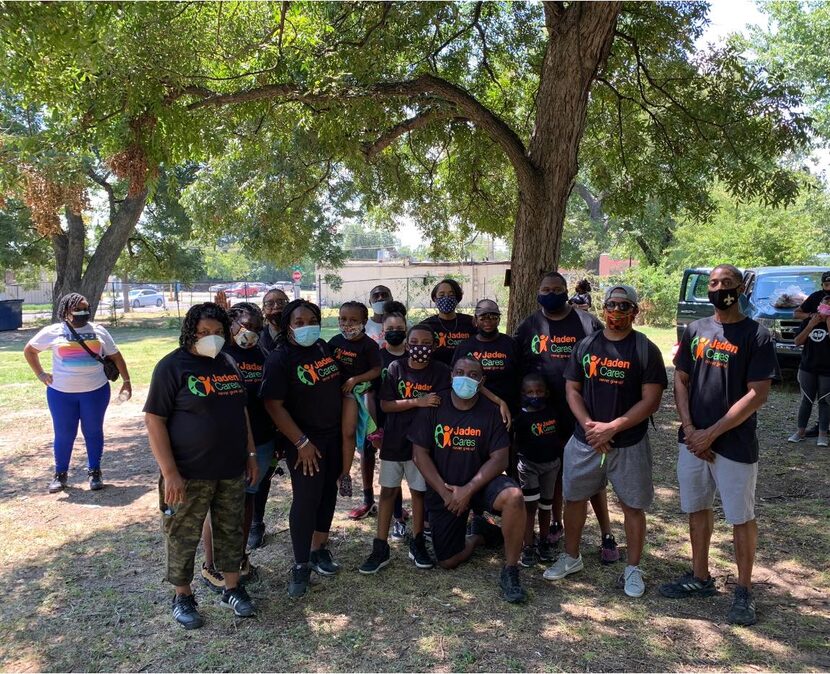 Jaden Cares Foundation members pose for a photo at an August event where they distributed...