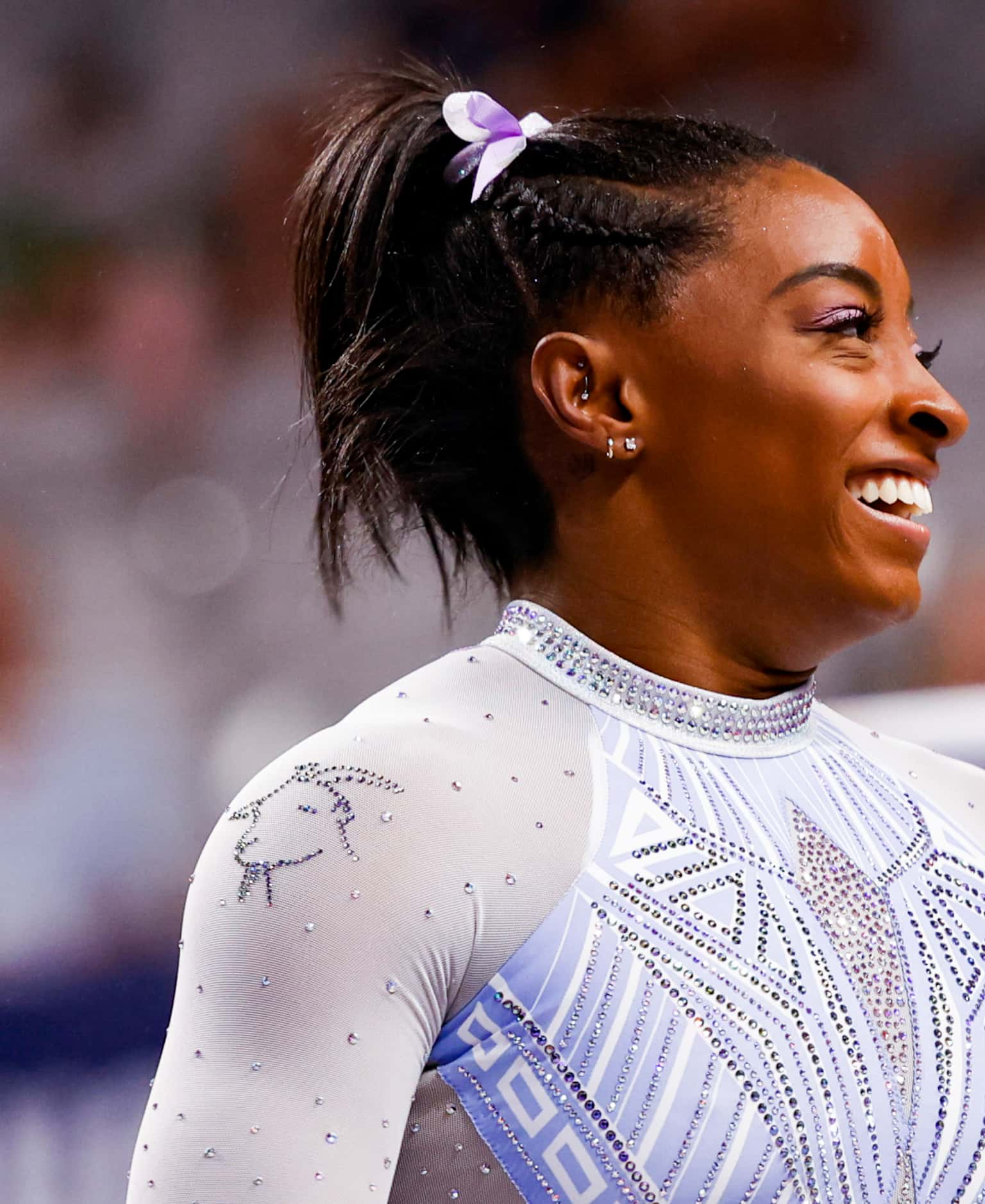 A goat bedazzled into Simon Biles outfit during day 1 of the senior women's US gymnastics...