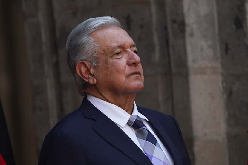 El presidente mexicano Andrés Manuel López Obrador en el Palacio Nacional durante una...