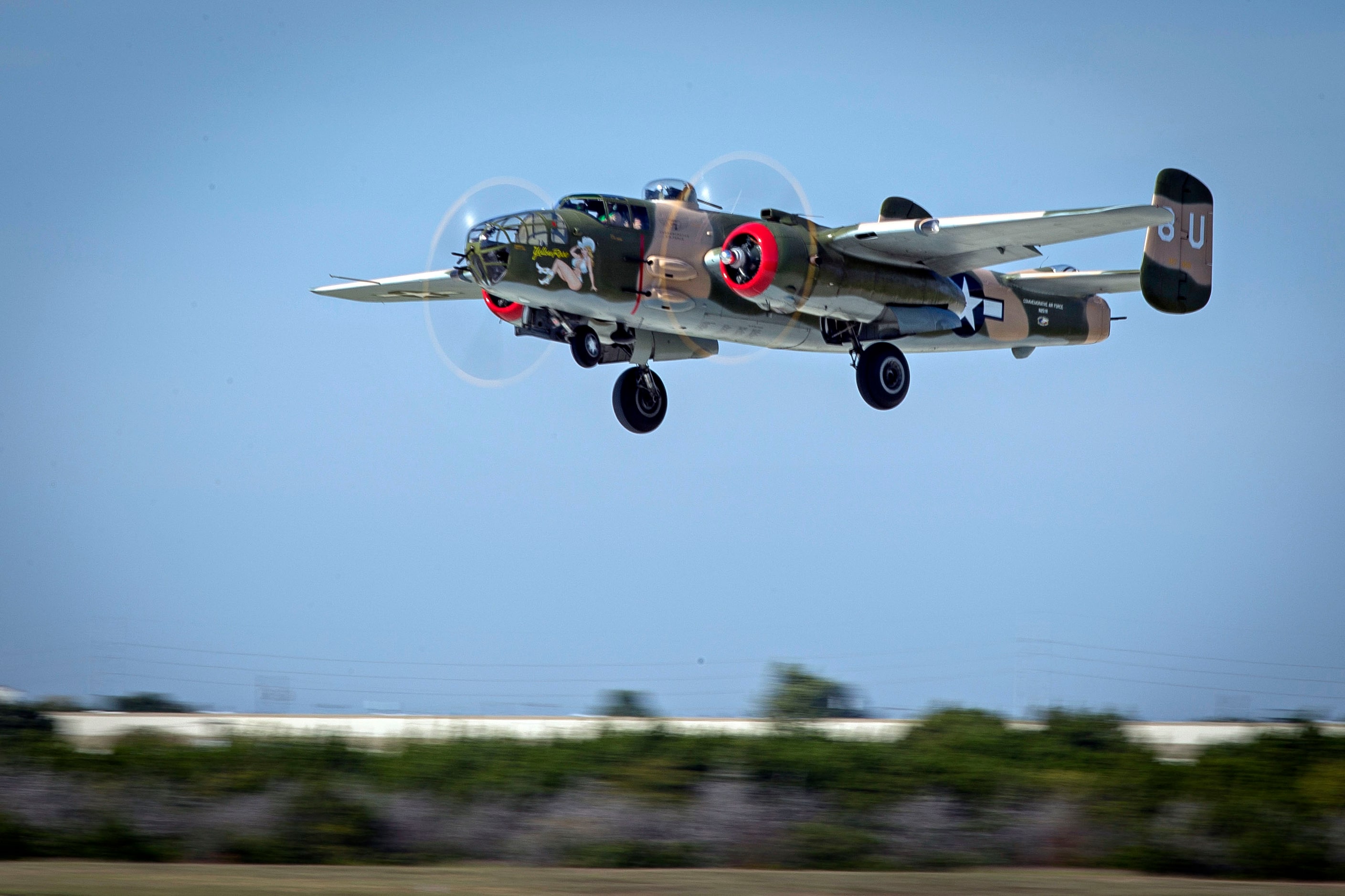 The B-25 "Yellow Rose" takes off during the Commemorative Air Force Wings Over Dallas WWII...