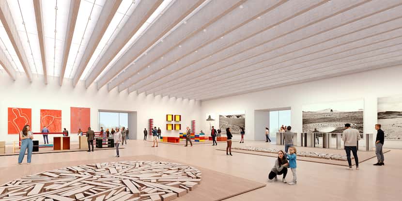 A rendering shows the new contemporary gallery perched on top of the museum. Lit by...