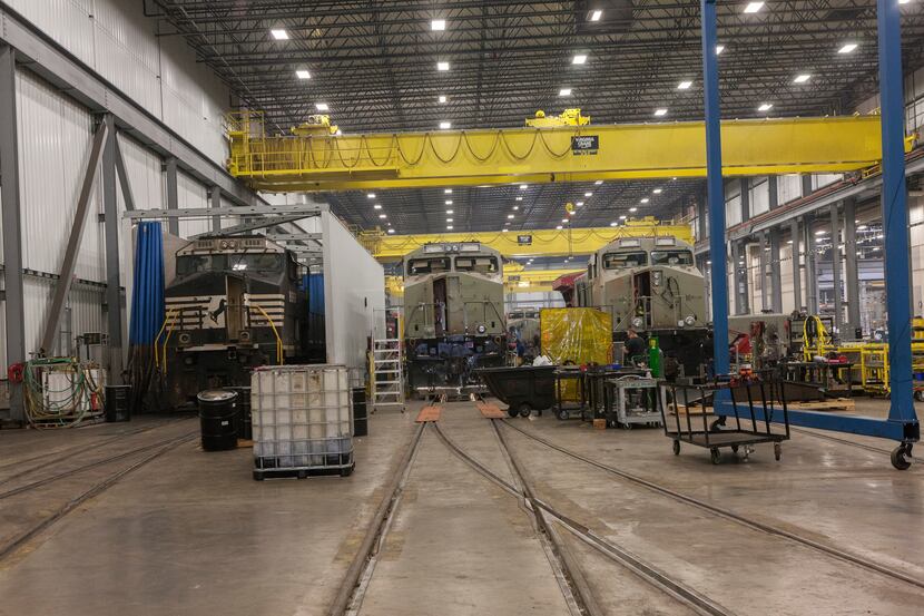The view from inside Wabtec Corp.'s Fort Worth plant, where hundreds of Norfolk Southern's...