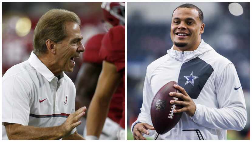 Left: Alabama coach Nick Saban (Jae S. Lee/The Dallas Morning News); right: Cowboys...