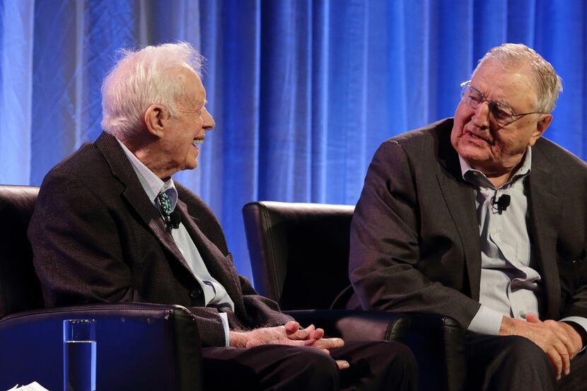 Former President Jimmy Carter and former Vice President Walter Mondale participated in a...
