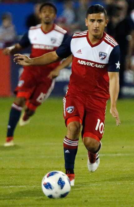 FC Dallas midfielder Mauro Diaz (10) looks to pass during the first half as FC Dallas hosted...