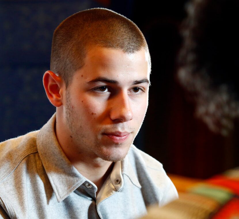  Nick Jonas talks to the media about his involvement with Staples and Think It Up, a...