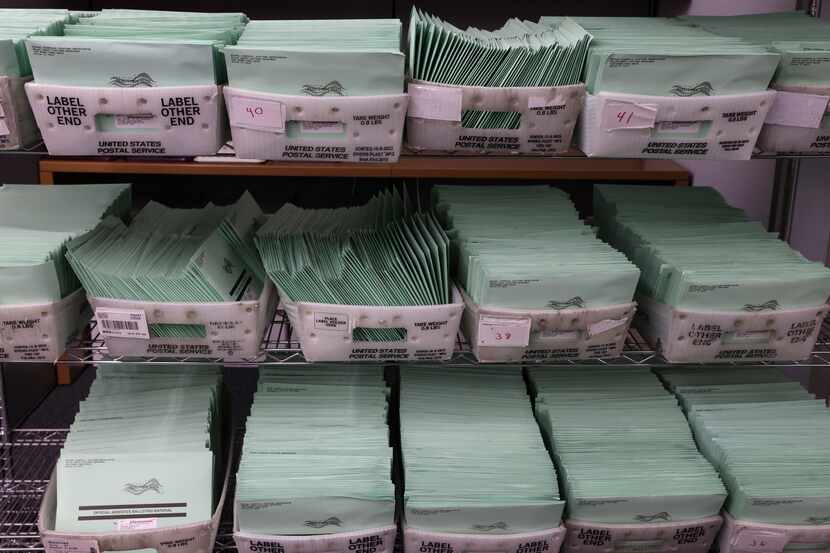 Mail ballots on Thursday, Oct. 6, 2022, at Dallas County Election Center in Dallas.