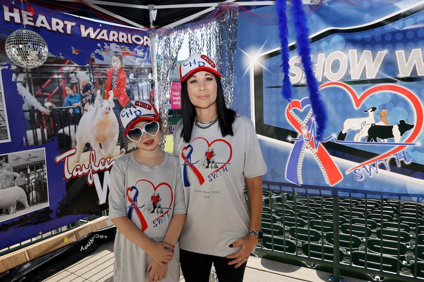 Taylee West, 11, and mother Lyndi West during Dallas Congenital Heart Walk at Riders Field...