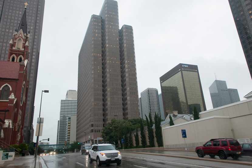 The 2100 Ross Avenue tower is on the north side of downtown Dallas.