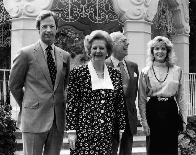 British Prime Minister Margaret Thatcher and her husband, Denis, visit Flippen Park in...