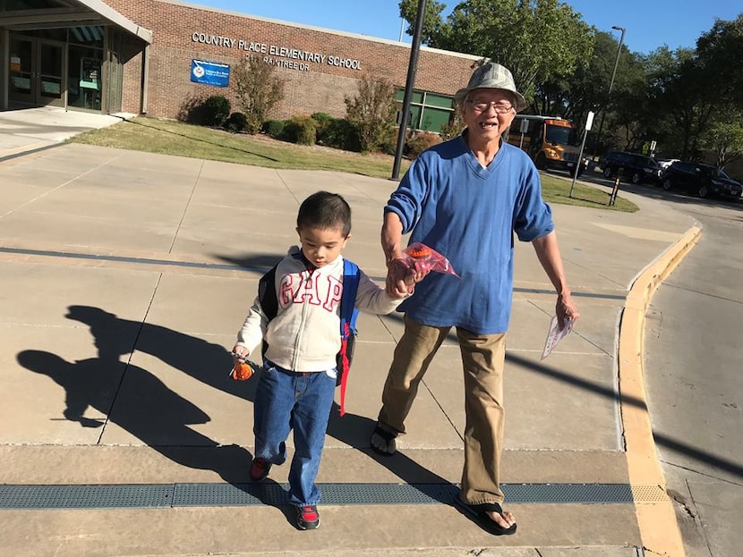 Victor Nguyen, left, and grandfather Vincent Nguyen