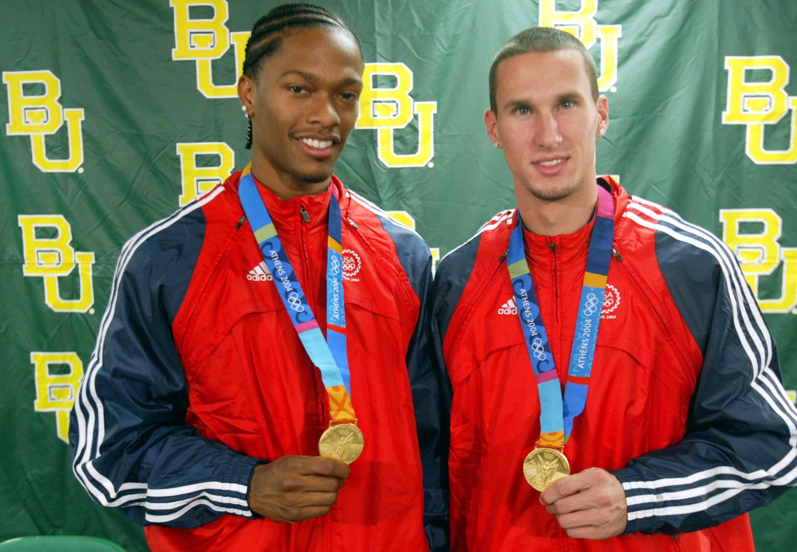 From 2004: Baylor senior Darold Williamson, left, and junior Jeremy Wariner, right, pose...