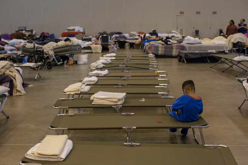  A shelter set up in the NRG Center during Hurricane Harvey in Houston, Sept. 3, 2017. 