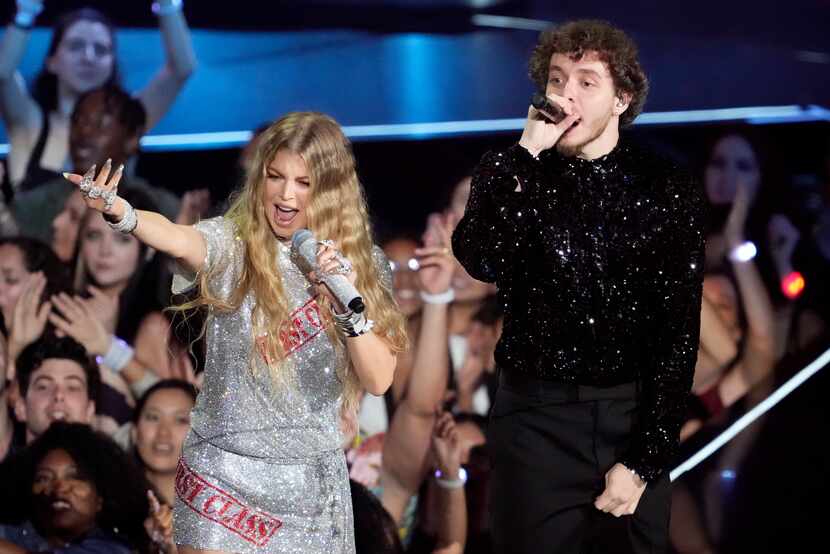 Fergie, left, and Jack Harlow perform "First Class" at the MTV Video Music Awards at the...
