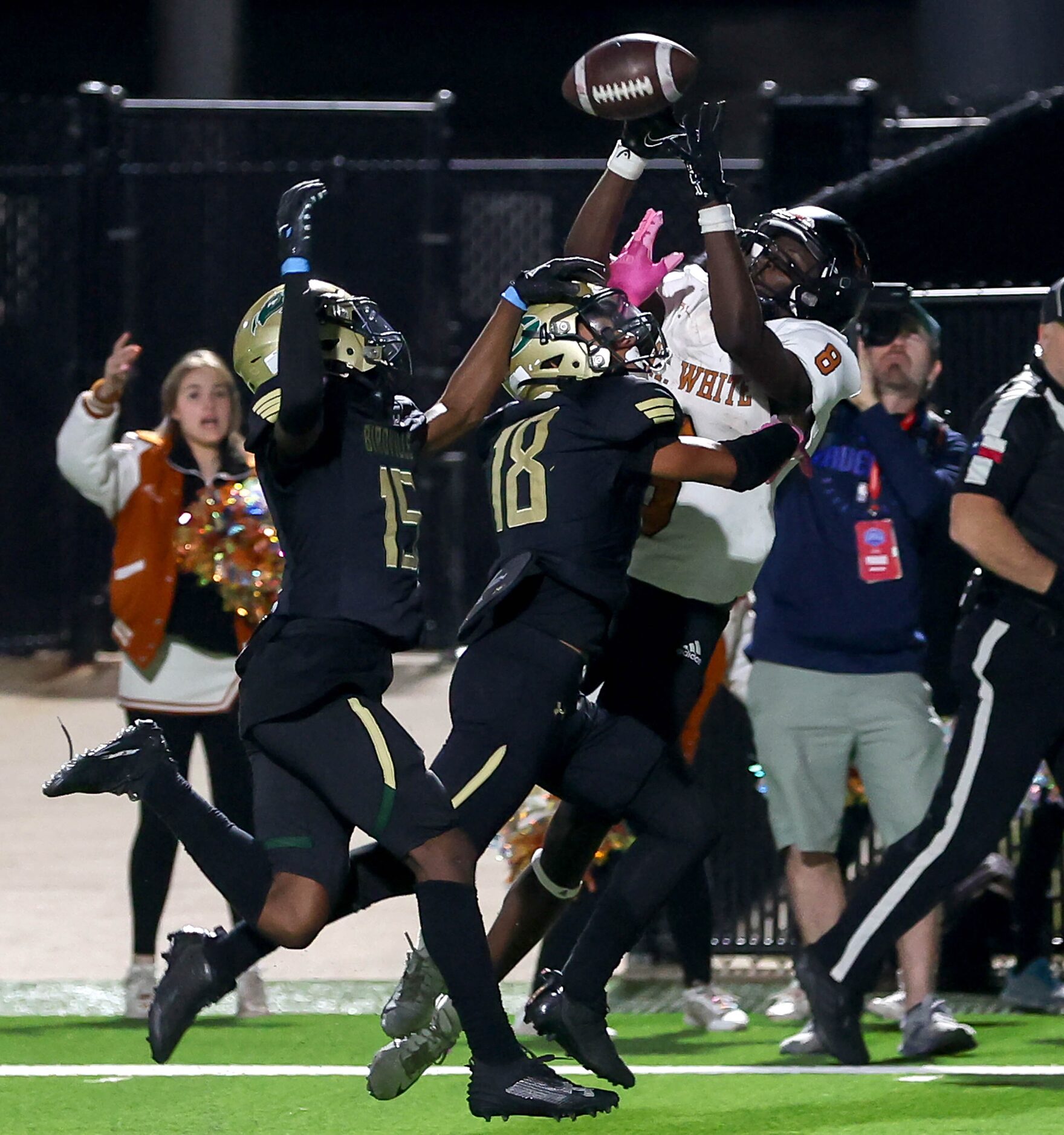 W.T. White wide receiver Demetrious Troupe (8) makes a nices grab on th ball against...