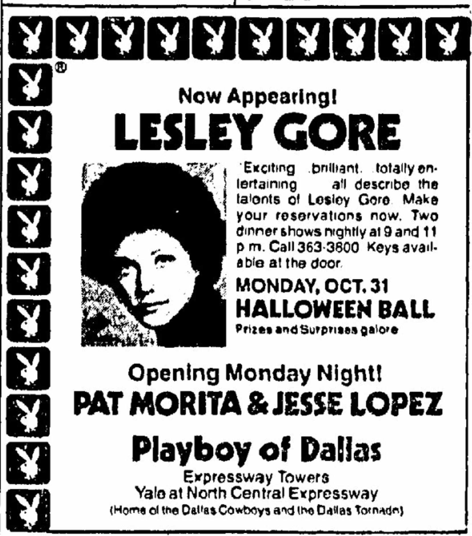 In 1977 Lesley Gore was playing the Playboy Club of Dallas when she called  George Gimarc