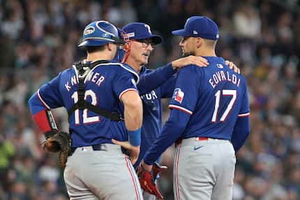 CORRECTS TO PITCHING COACH MIKE MADDUX NOT MANAGER BRUCE BOCHY - Texas Rangers starting...