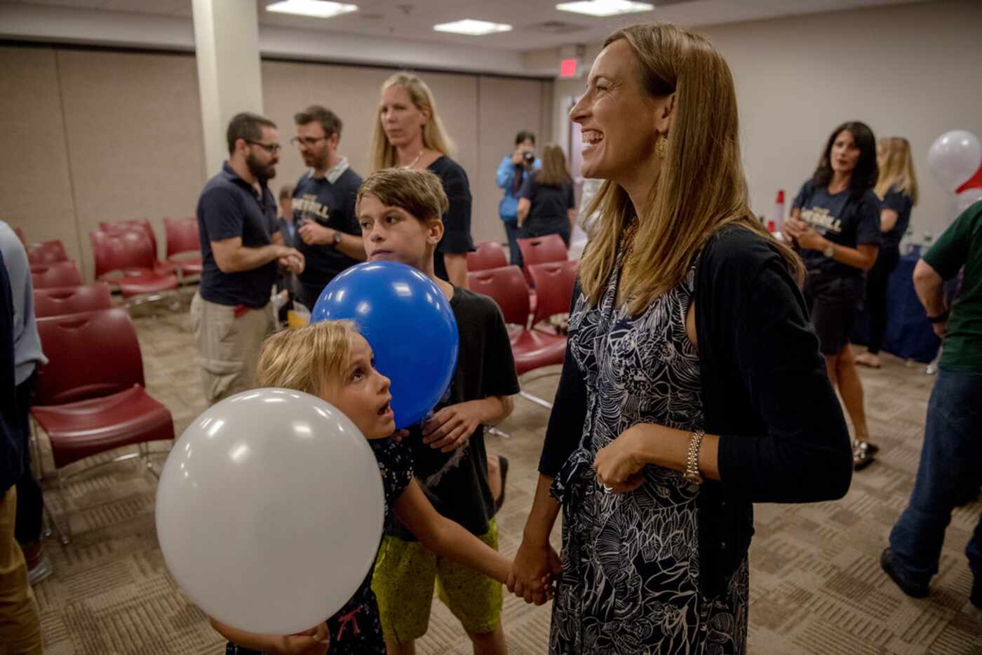 Mikie Sherrill, a Democrat running for Congress in New Jersey's 11th district, greets voters...