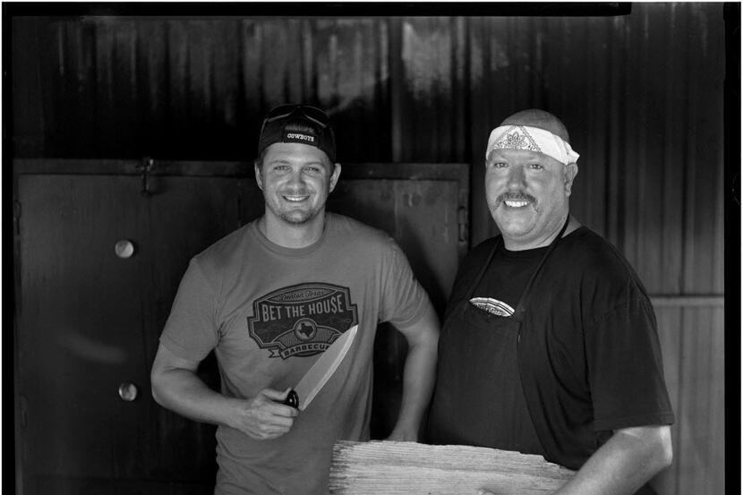 Cody Smithers (left) and Shawn Eagle are the owners and pitmasters of Bet the House Barbecue...