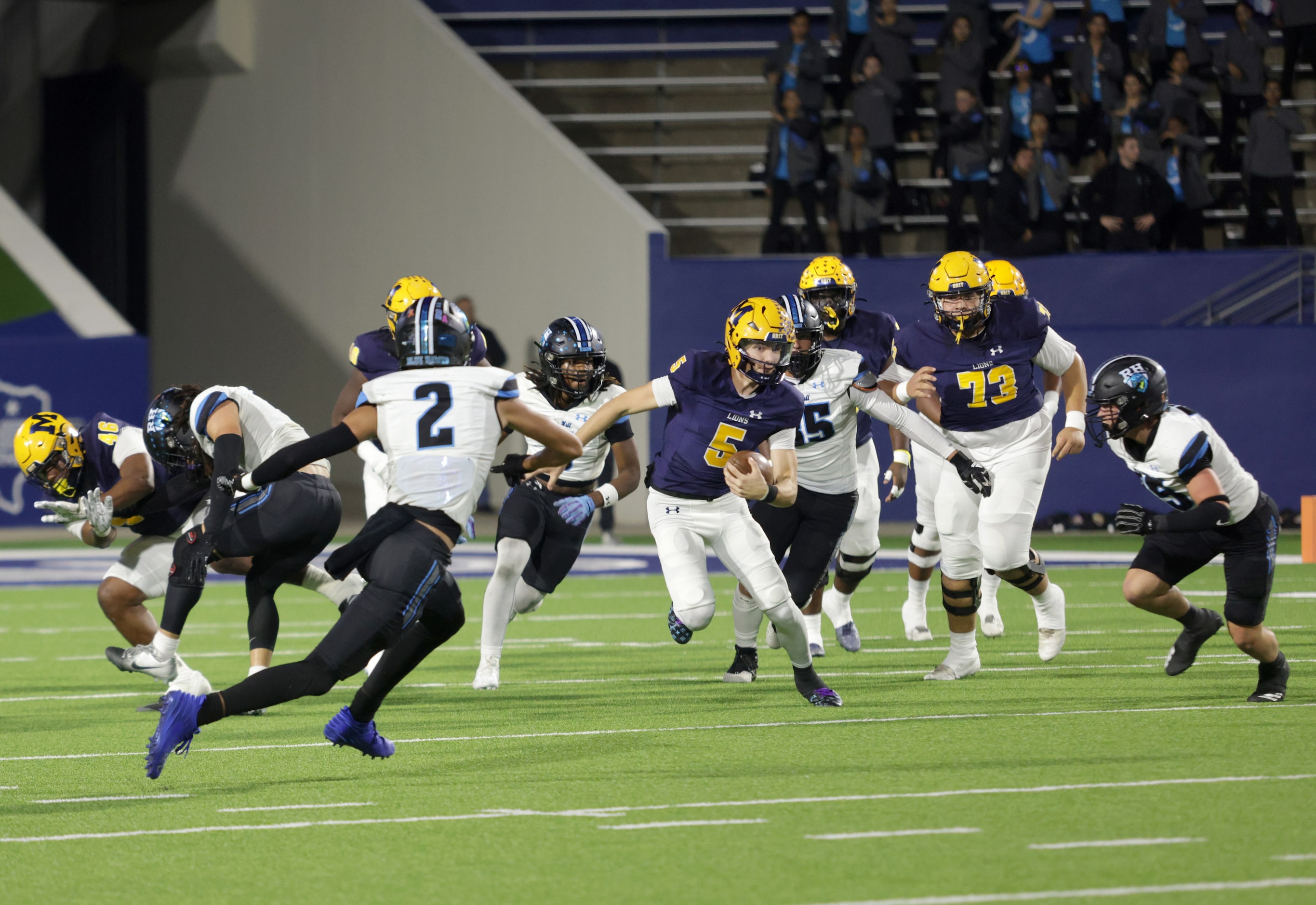 McKinney player #5 Jeremiah Daoud runs the ball during the Prosper Rock Hill High School...