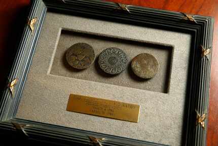Inauguration buttons for President George Washington in Hervey Priddy's private collection....
