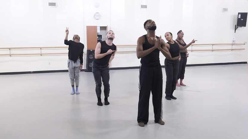 Members of Dallas Black Dance Theatre rehearse Hana Delong's "Post Mortem."