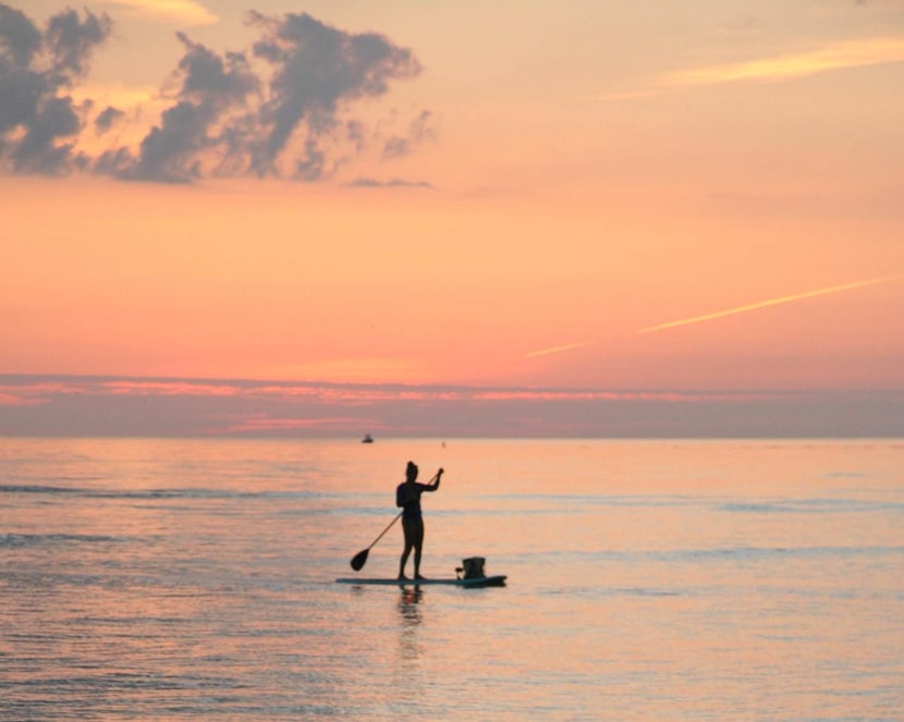 
The gulf waters along Siesta Key are usually calm, making paddleboarding at sunset a...