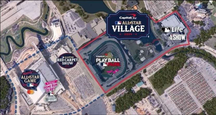 A map displaying the locations of the MLB All-Star Game and All-Star Village when All-Star...