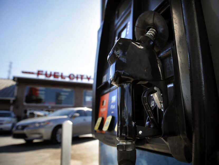 A gasoline pump at Fuel City in Dallas. (Rose Baca/The Dallas Morning News)