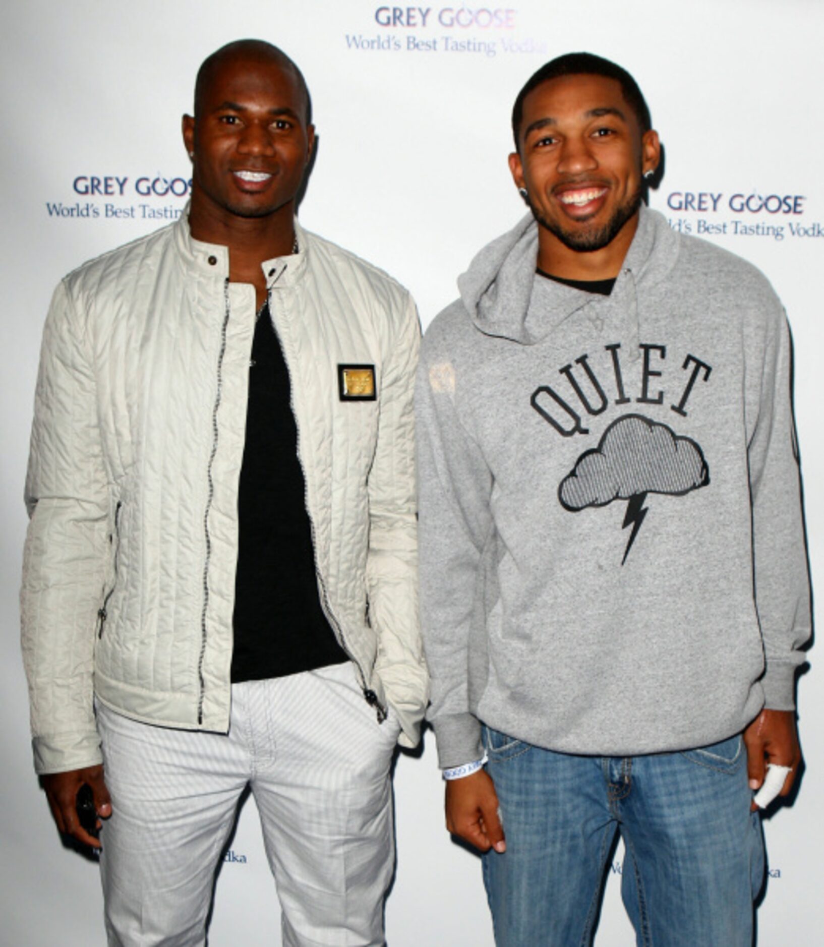 NFL players Terence Newman (L) and Orlando Scandrick of the Dallas Cowboys attend the GREY...