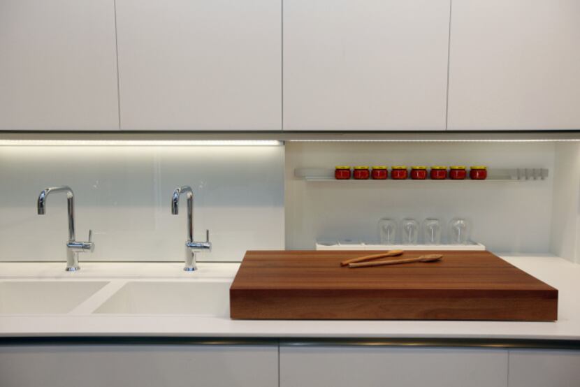 The sink and cabinets in the Satyrium Kitchen collection at Ornare