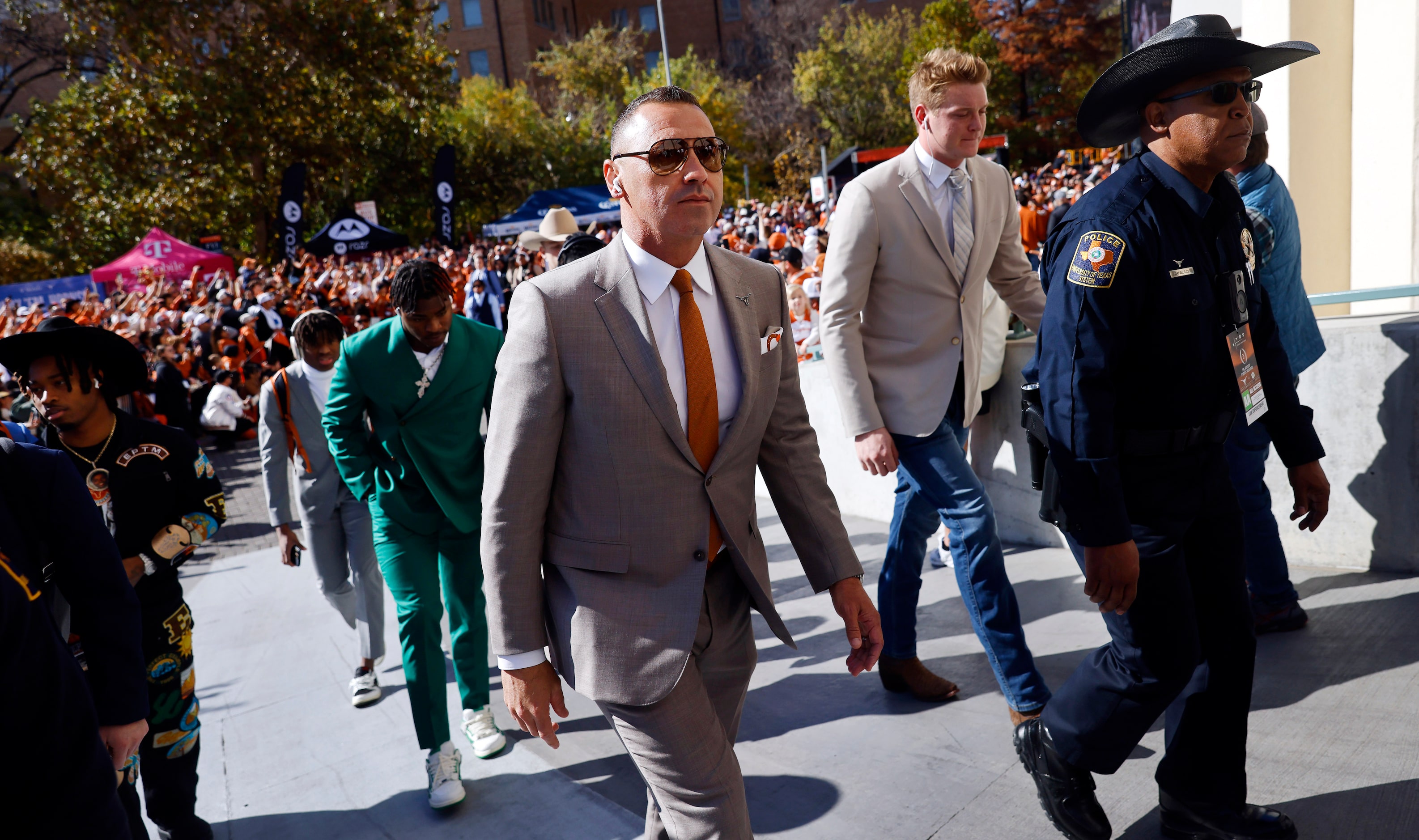 Texas Longhorns head coach Steve Sarkisian arrives for the CFP first round playoff game...