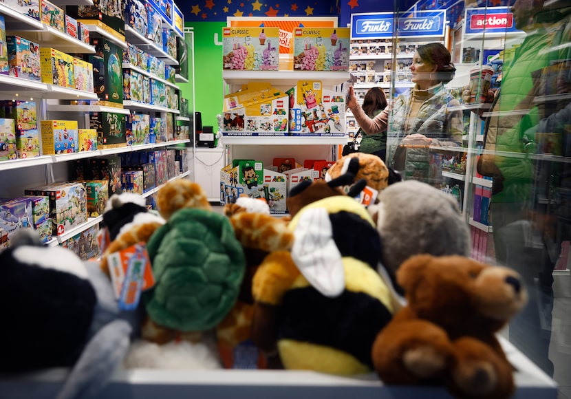 Inside the only Toys R Us in an airport. The selection includes Legos, Barbie, Hot Wheels,...