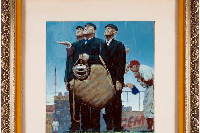 Norman Rockwell's oil on paper Tough Call, a study for his famous painting of the same name....