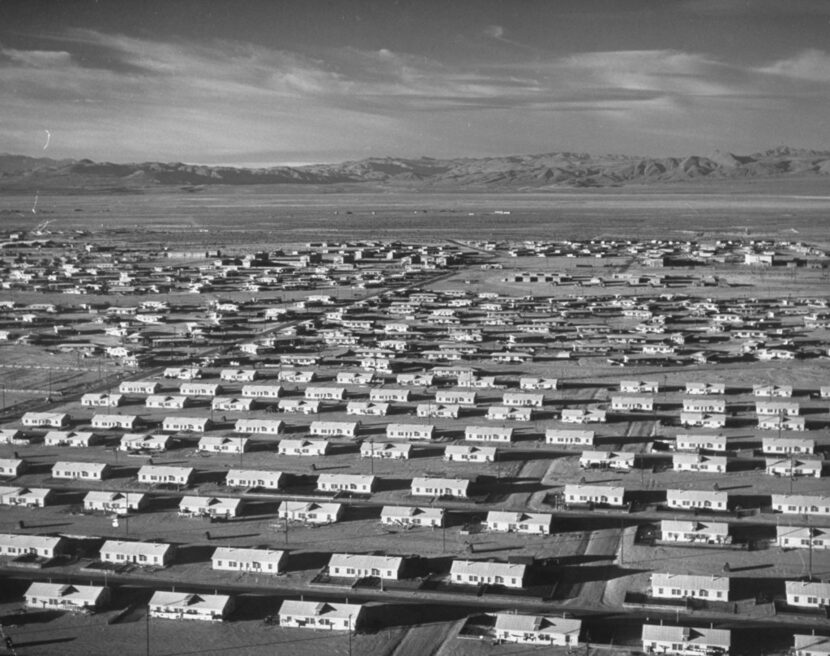 Duplexes at China Lake, Calif. in 1948. From A Girl's Guide to Missiles,  by Karen Piper.  